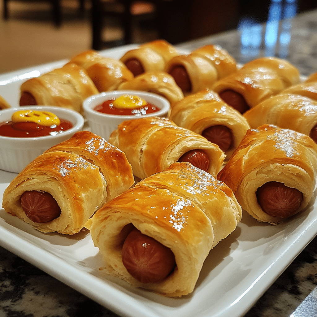 Pigs in a blanket with dipping sauces