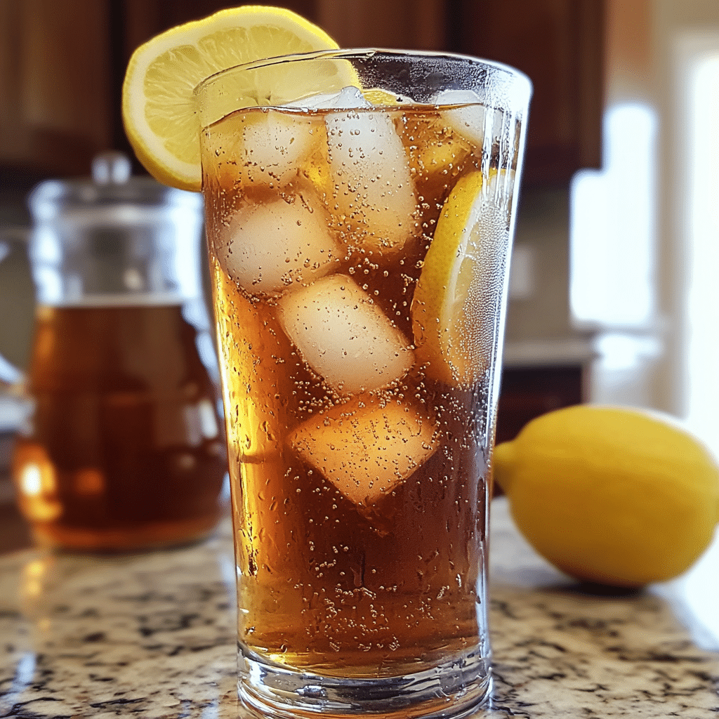 glass of sweet tea with ice and lemon slices