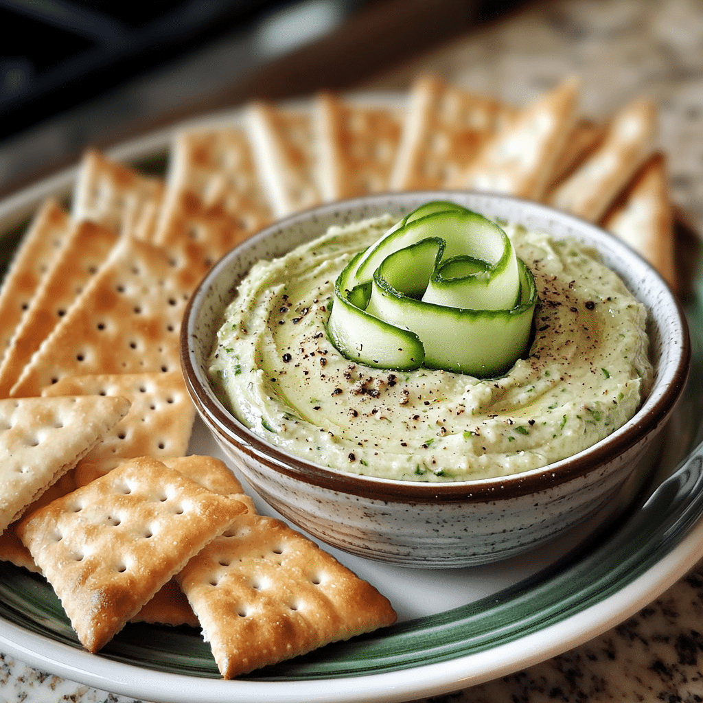bowl of benedictine spread with crackers and tea sandwiches
