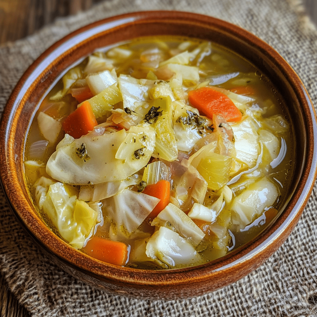 Detox cabbage soup made with fresh vegetables