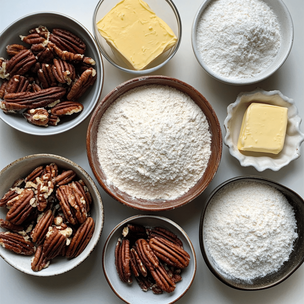 Overhead view of ingredients for making Italian cream cake
