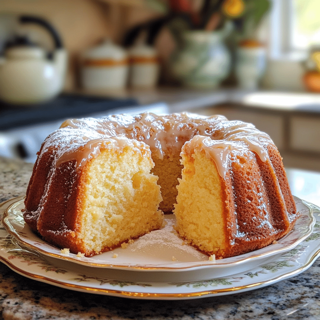 kentucky butter cake bundt with butter glaze and slice