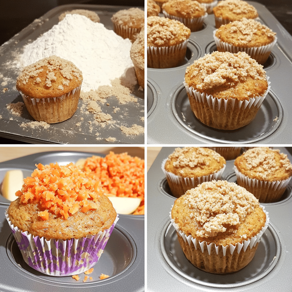 Overhead view of ingredients for making morning glory muffins