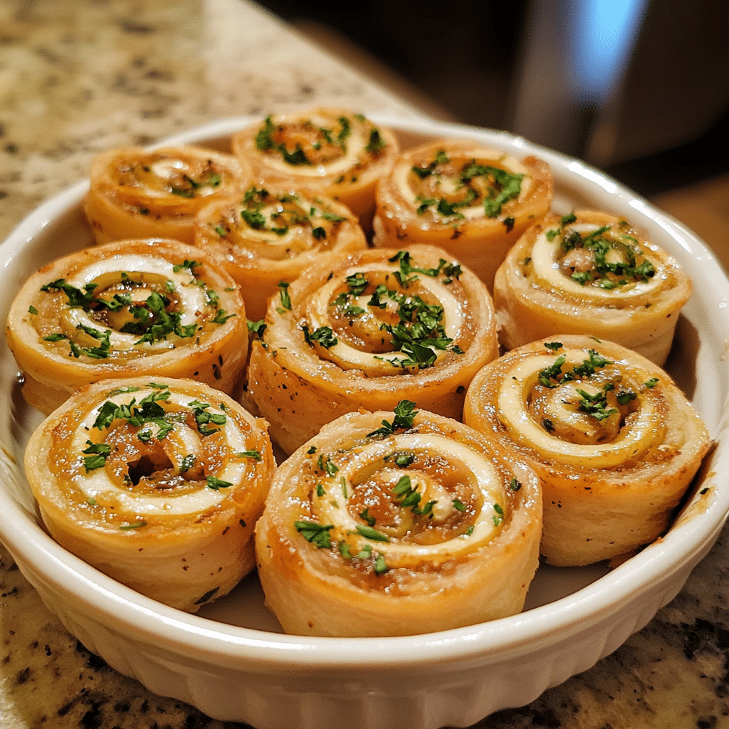 Homemade 5 star pinwheel recipes in a serving dish in a bright kitchen