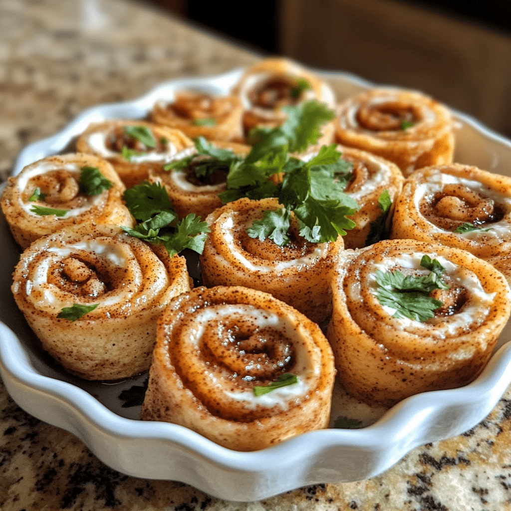 Homemade best keto cinnamon tortilla cream cheese roll ups in a serving dish in a bright kitchen