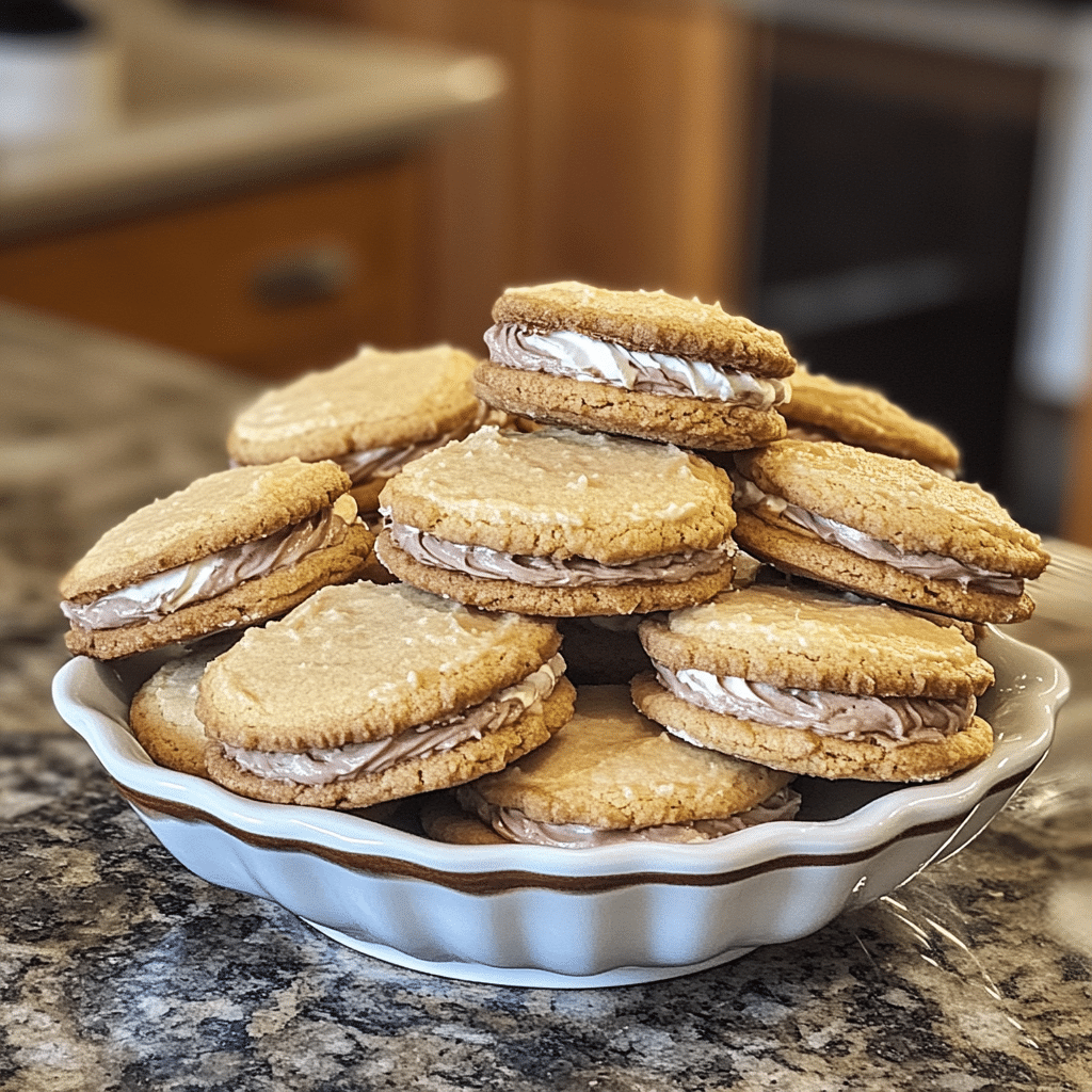 Homemade boston cream pie cookies in a serving dish in a bright kitchen