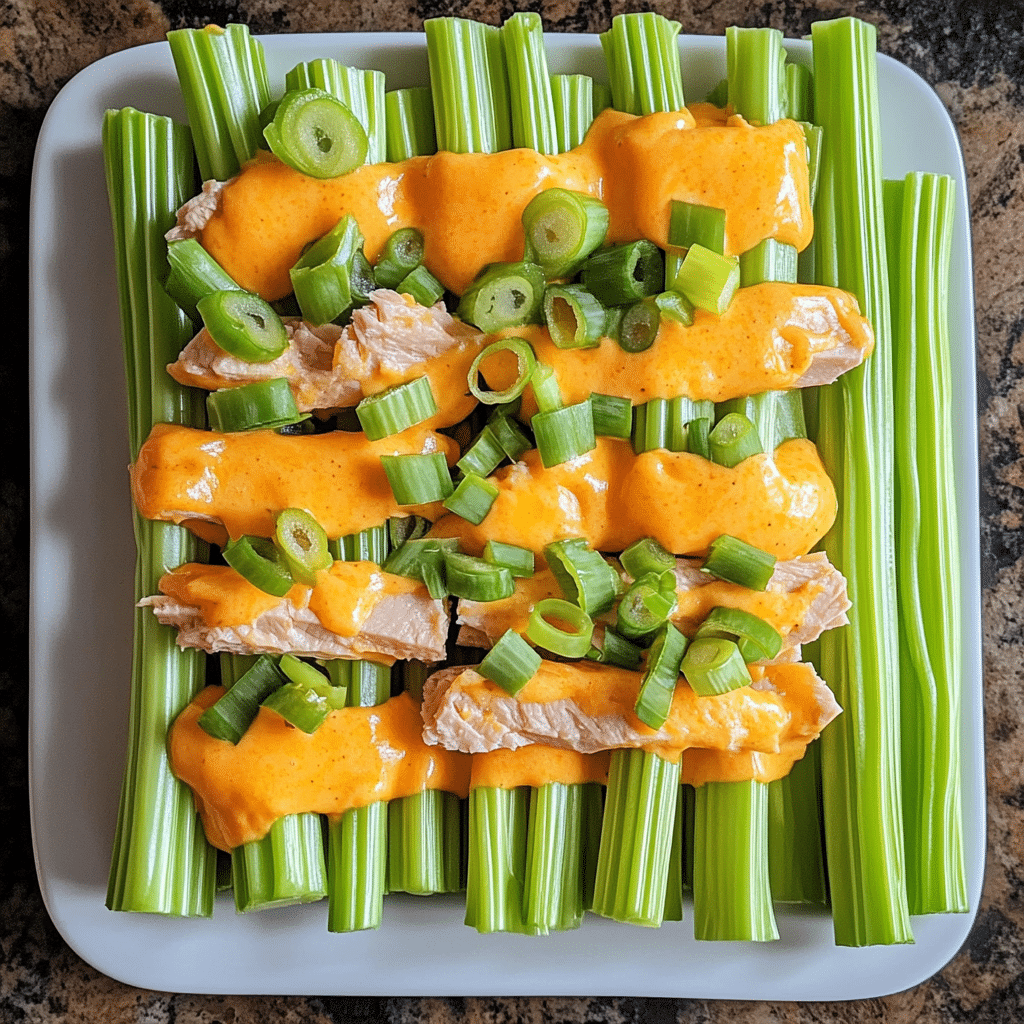 Cheddar turkey celery sticks with creamy ranch filling on a serving platter