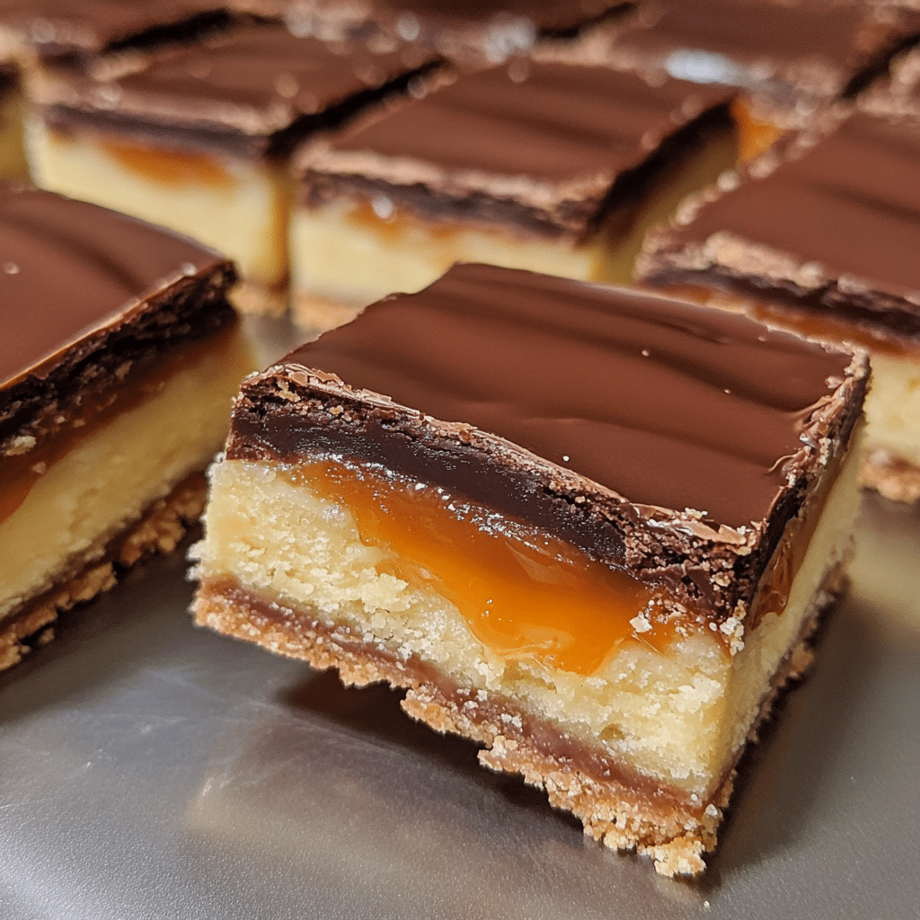 Millionaire shortbread with shortbread, caramel, and chocolate