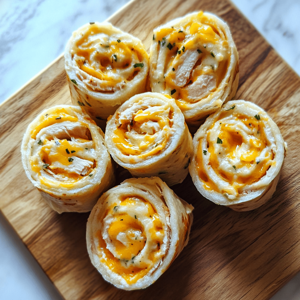 Ranch turkey and cheese tortilla pinwheels sliced into spirals