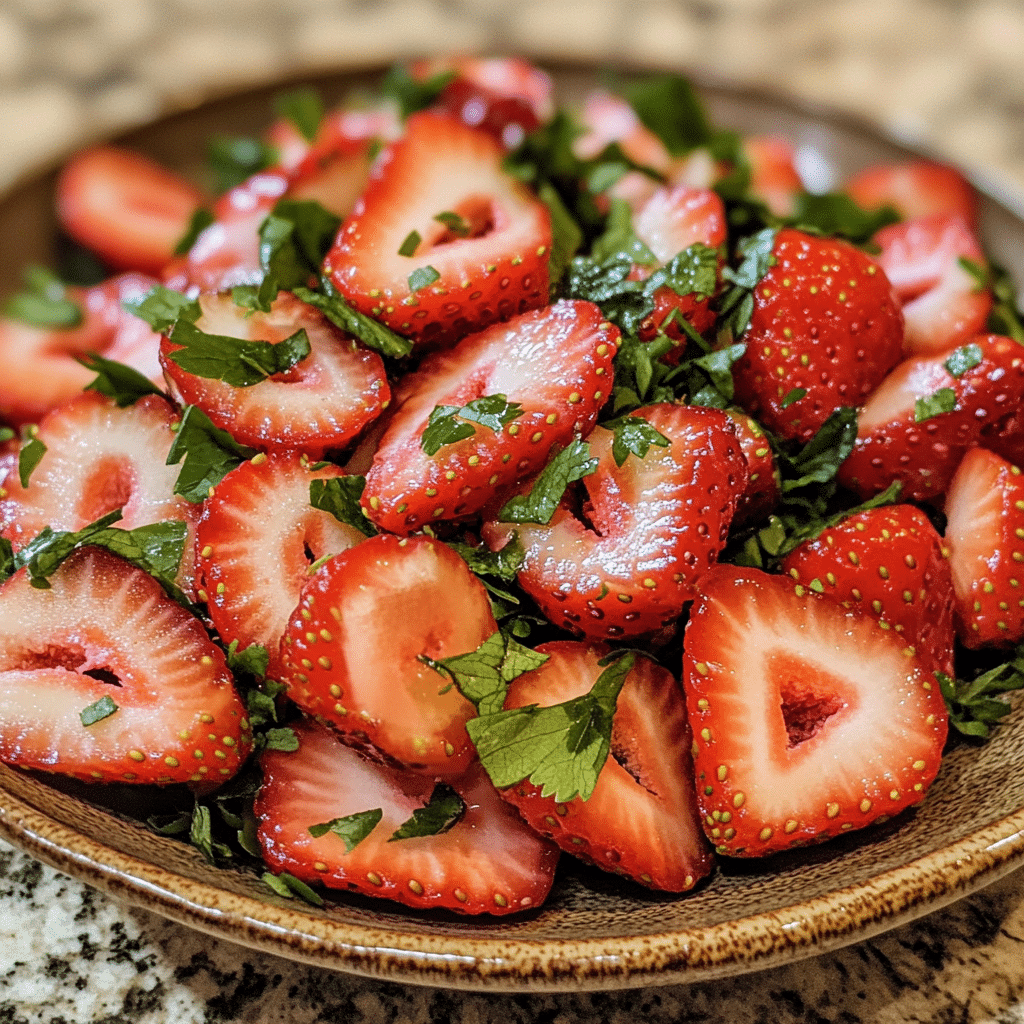 Homemade refreshing strawberry crackle salad - a must-try treat! in a serving dish in a bright kitchen