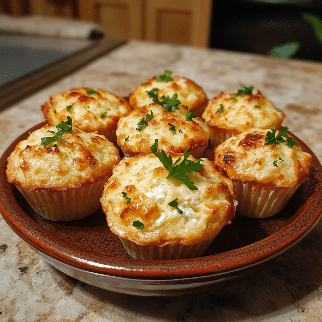 Homemade savory cottage cheese muffins - sillibake in a serving dish in a bright kitchen