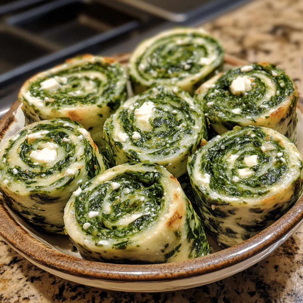 Homemade spinach feta pinwheels - irresistible! - that skinny chick can bake in a serving dish in a bright kitchen