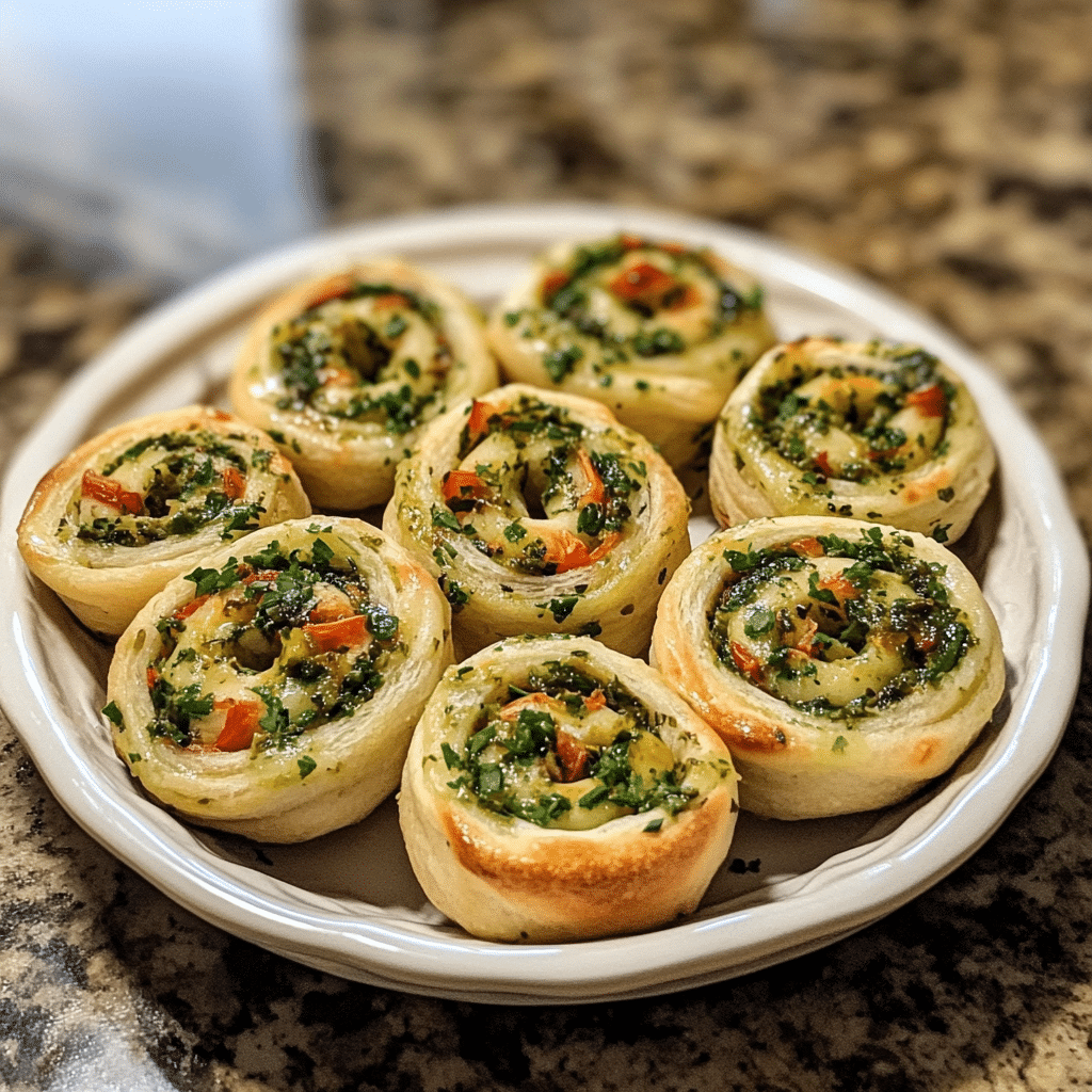Homemade zesty italian pinwheels recipe in a serving dish in a bright kitchen