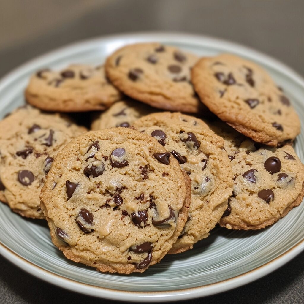 Amazing Peanut Butter Chocolate Chip Cookies served fresh in natural light