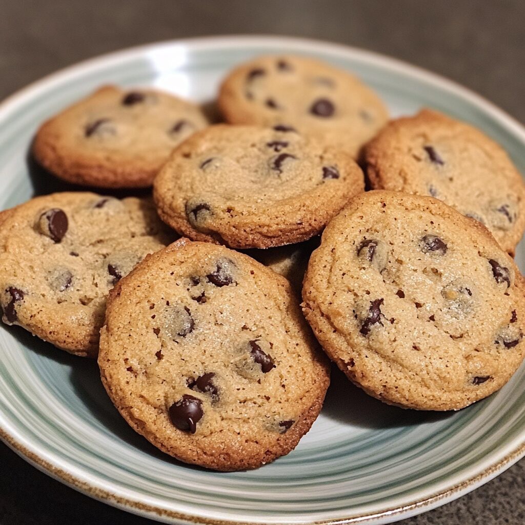 Basisrecept chocolate chip cookies served fresh in natural light