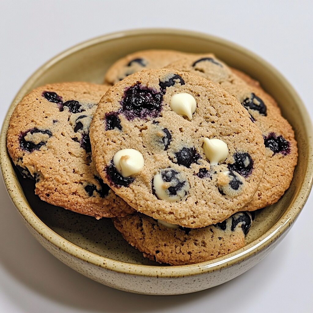 Blueberry White Chocolate Chip Cookies served fresh in natural light