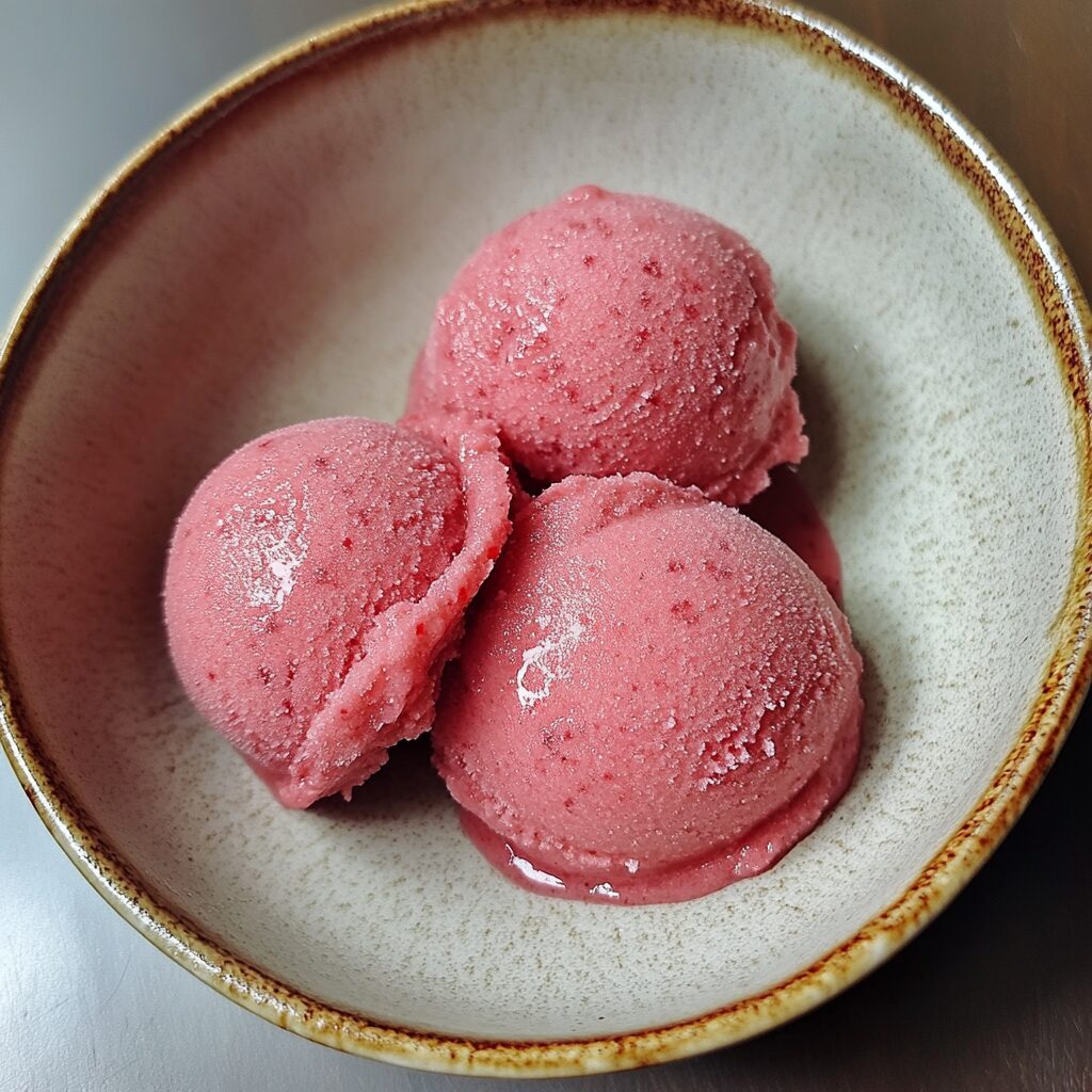 Cherry Sorbet served fresh in natural light
