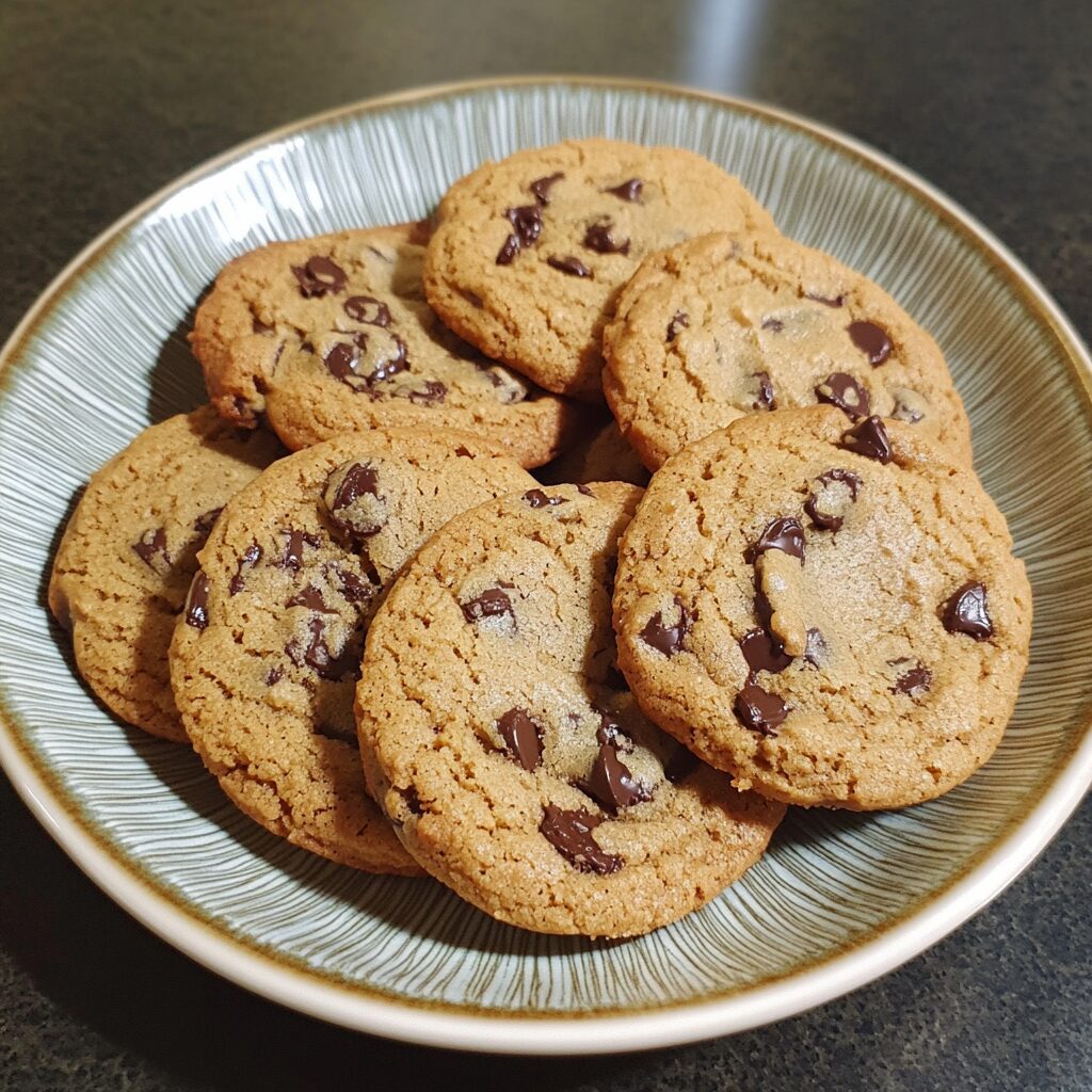 Chewy Brown Butter Chocolate Chip Cookies served fresh in natural light