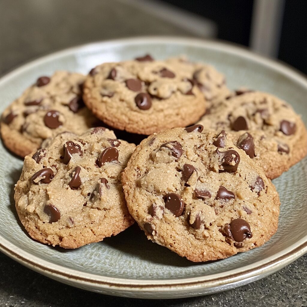 Chewy Chocolate Chip Cookies served fresh in natural light