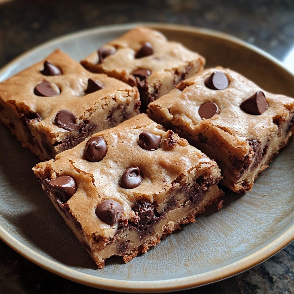 Chocolate Chip Blondies served fresh in natural light
