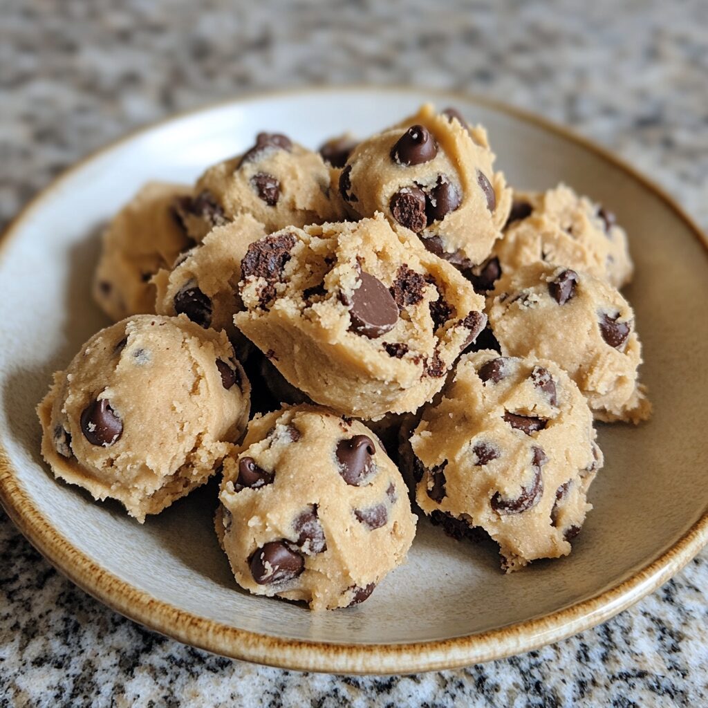 Chocolate Chip Cookie Dough Truffles served fresh in natural light