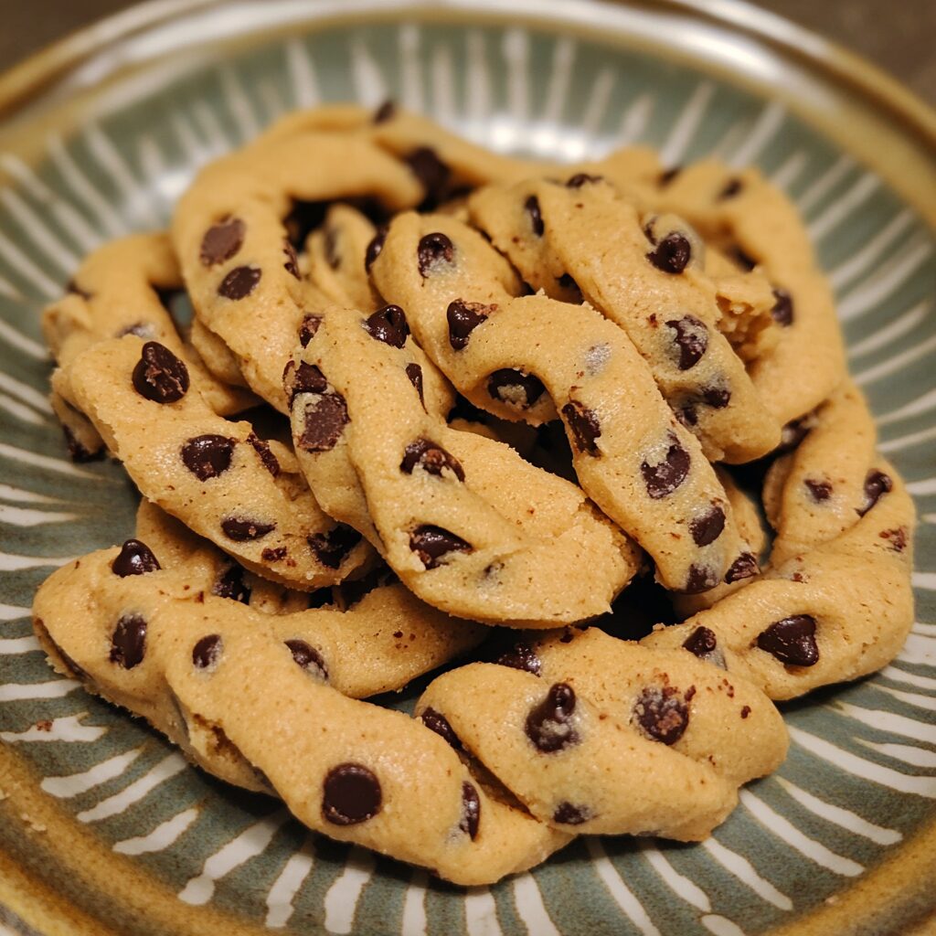 Chocolate Chip Cookie Dough Twists served fresh in natural light