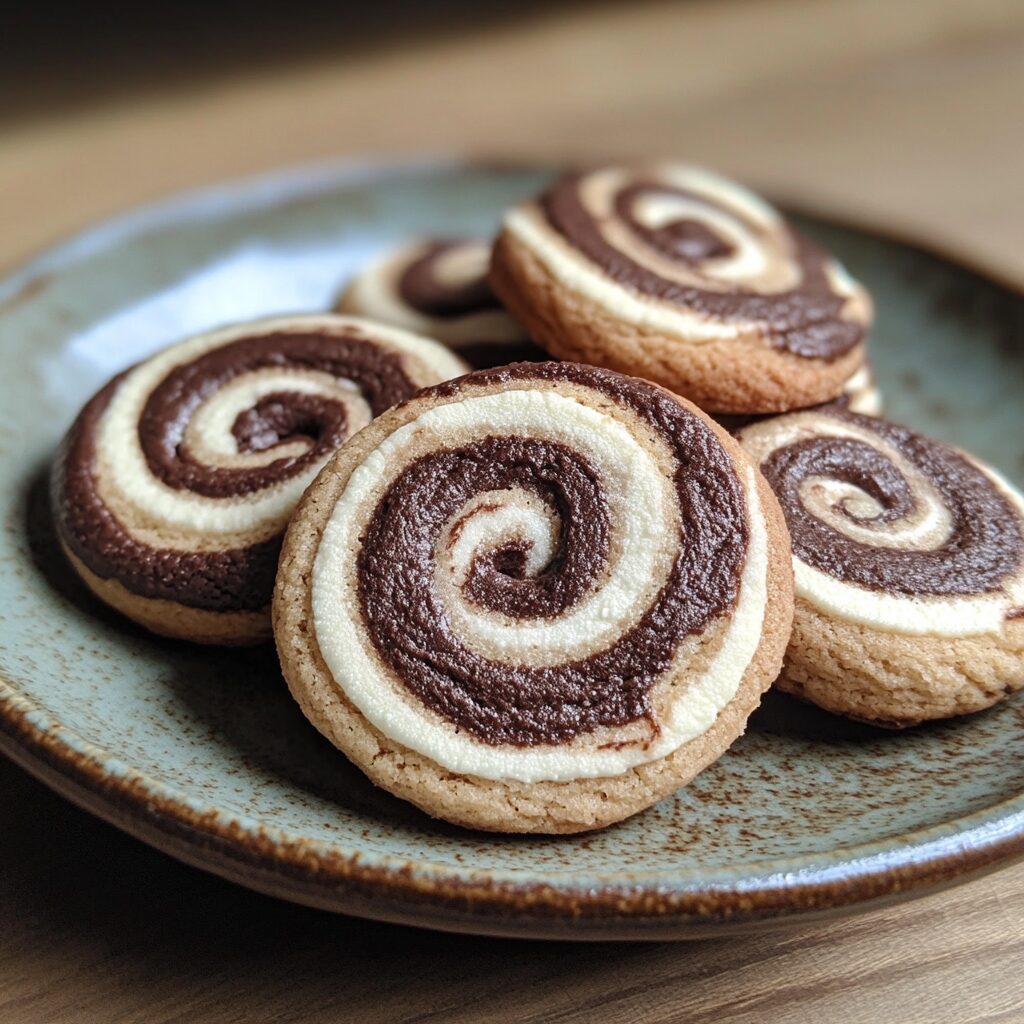Chocolate Marshmallow Swirl Cookies served fresh in natural light