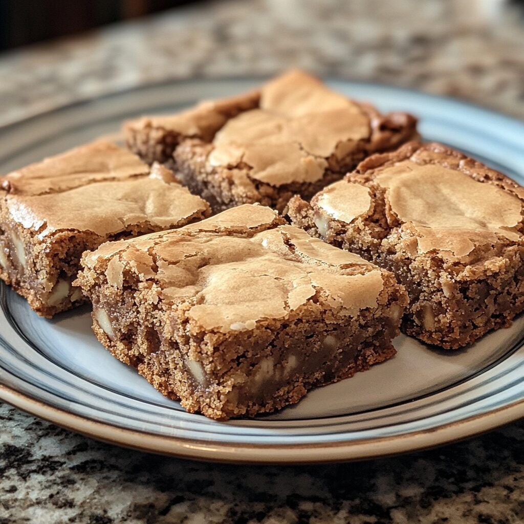 Classic Blondies served fresh in natural light