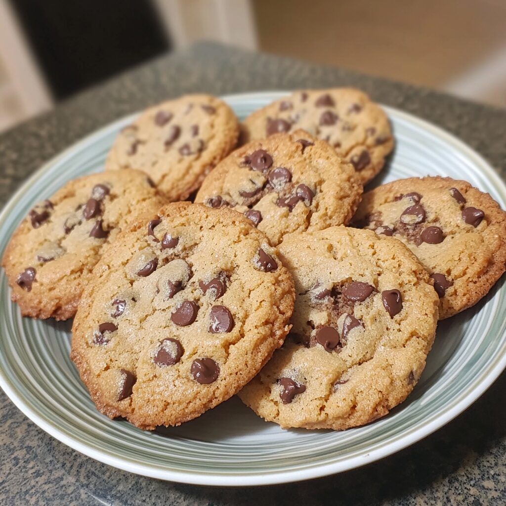 Crispy and Chewy Chocolate Chip Cookies served fresh in natural light