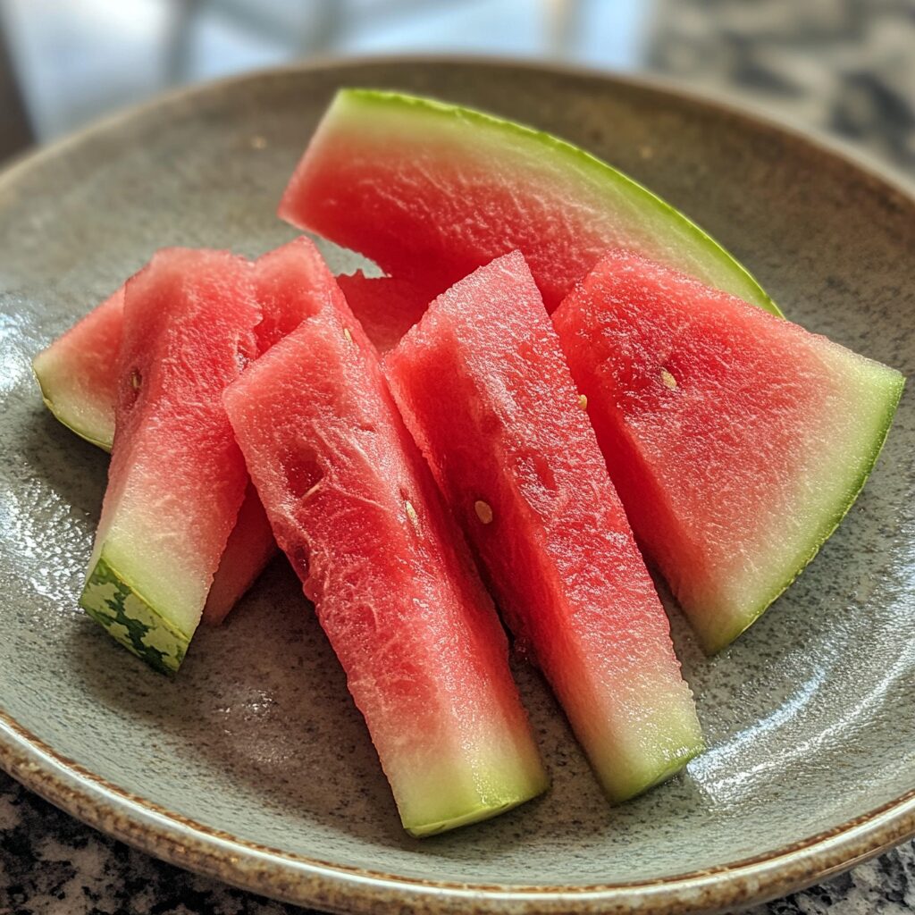 Easily Cut Watermelon Sticks served fresh in natural light