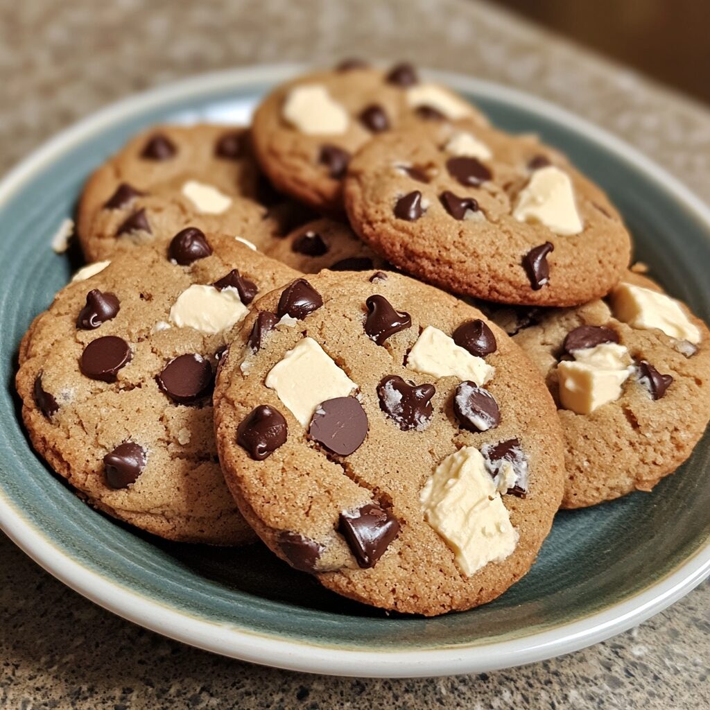 Easy Cheesecake Cookies Recipe with Chocolate Chips served fresh in natural light