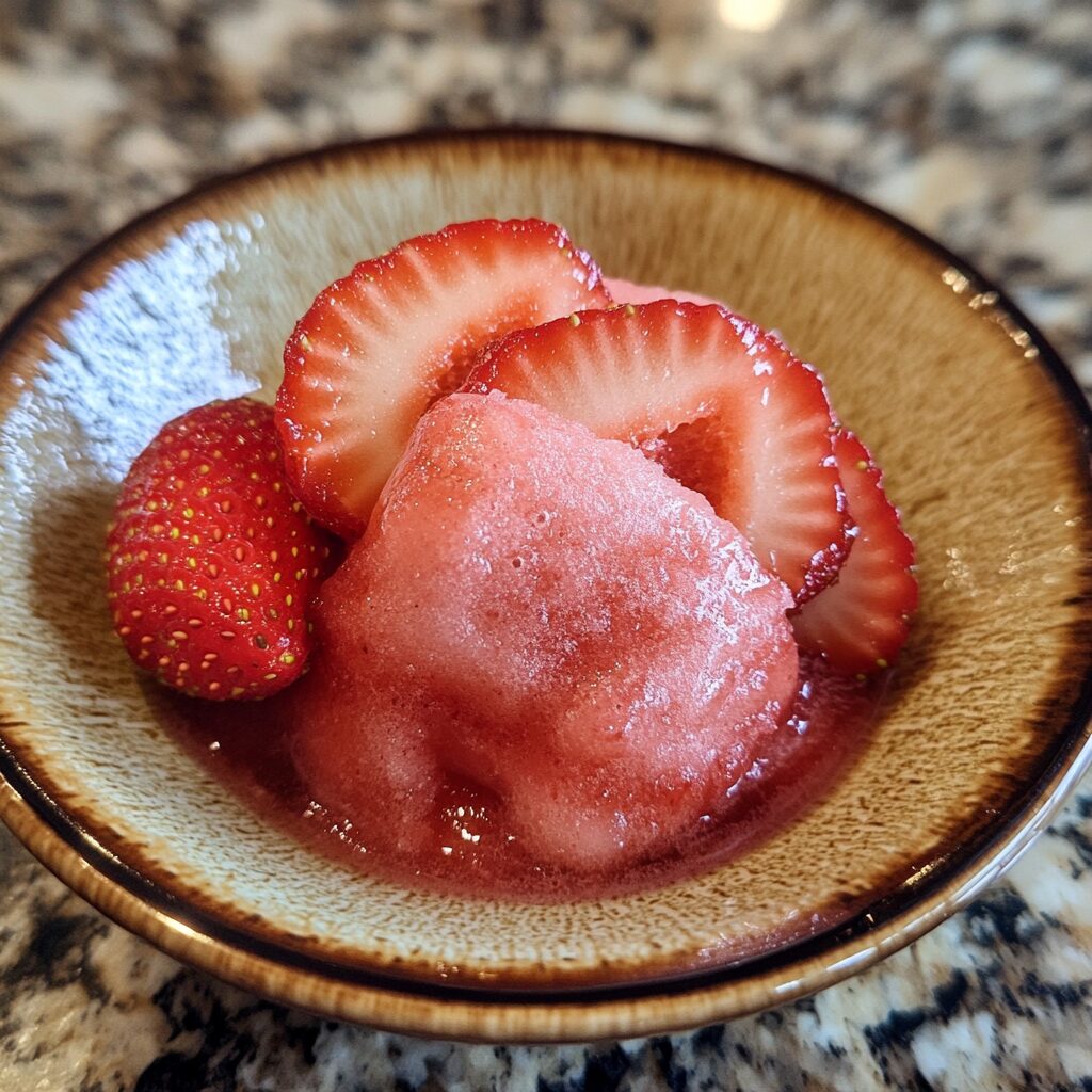 Easy Frozen Strawberry Lemonade served fresh in natural light