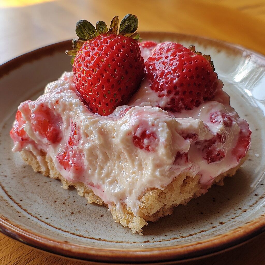 Easy Strawberry Milk Pudding served fresh in natural light
