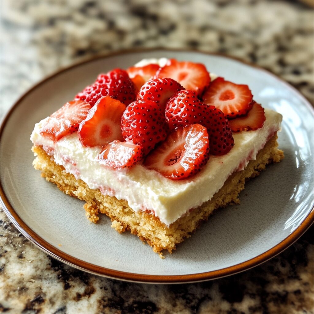 Easy Strawberry Sheet Shortcake served fresh in natural light