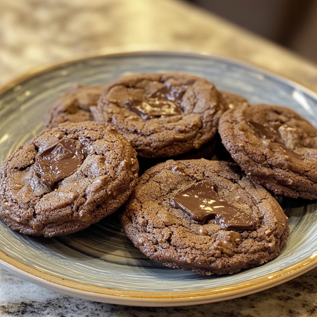 Espresso Chocolate Fudge Cookies served fresh in natural light