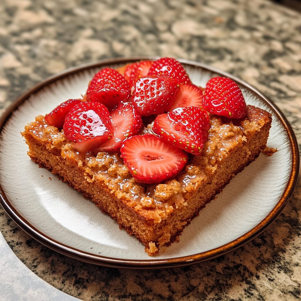 Feeling Foodish Strawberry Crunch Cake served fresh in natural light