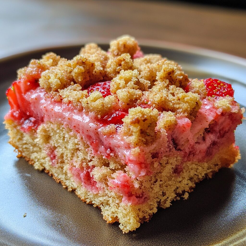 Feeling Foodish Strawberry Crunch Cake served fresh in natural light