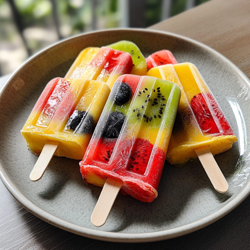 Fruit Popsicles served fresh in natural light