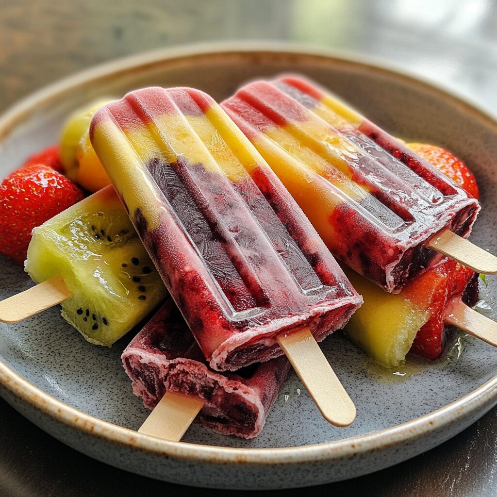 Fruit Popsicles served fresh in natural light