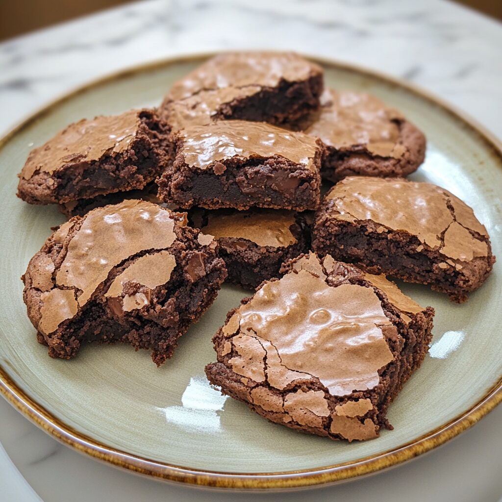 Fudgy Chocolate Brownie Cookies served fresh in natural light