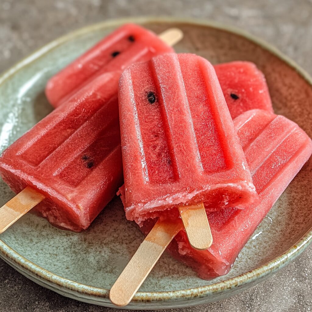 Healthy Watermelon Popsicles served fresh in natural light