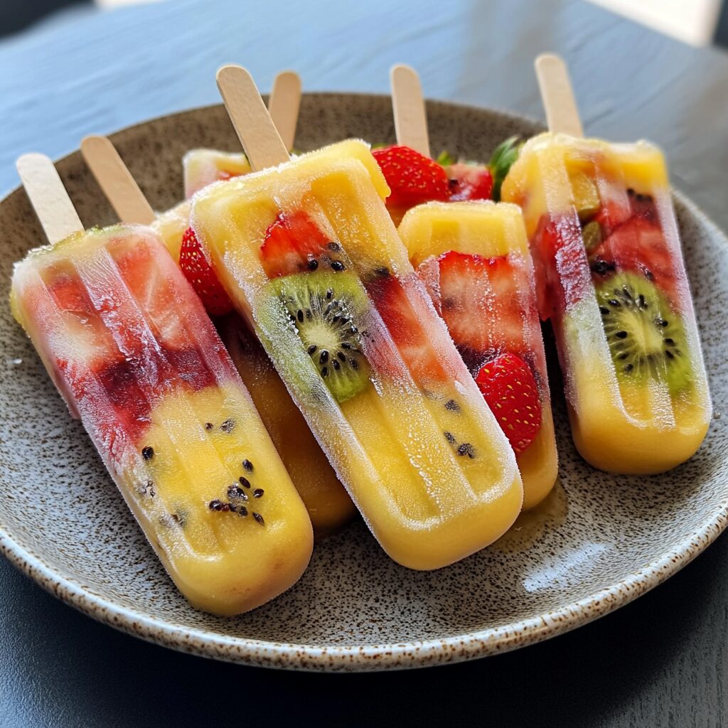 Homemade Ice Pops (Fresh Fruit) served fresh in natural light