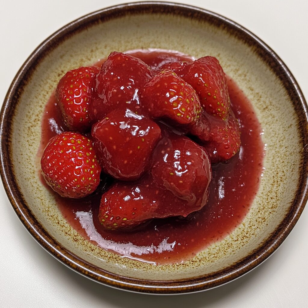Homemade Strawberry Sauce (Strawberry Topping) Recipe Savory Nothings served fresh in natural light