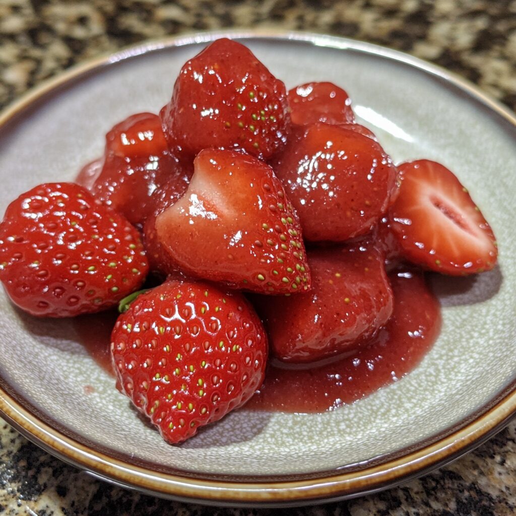 Homemade Strawberry Sauce (Strawberry Topping) Recipe served fresh in natural light