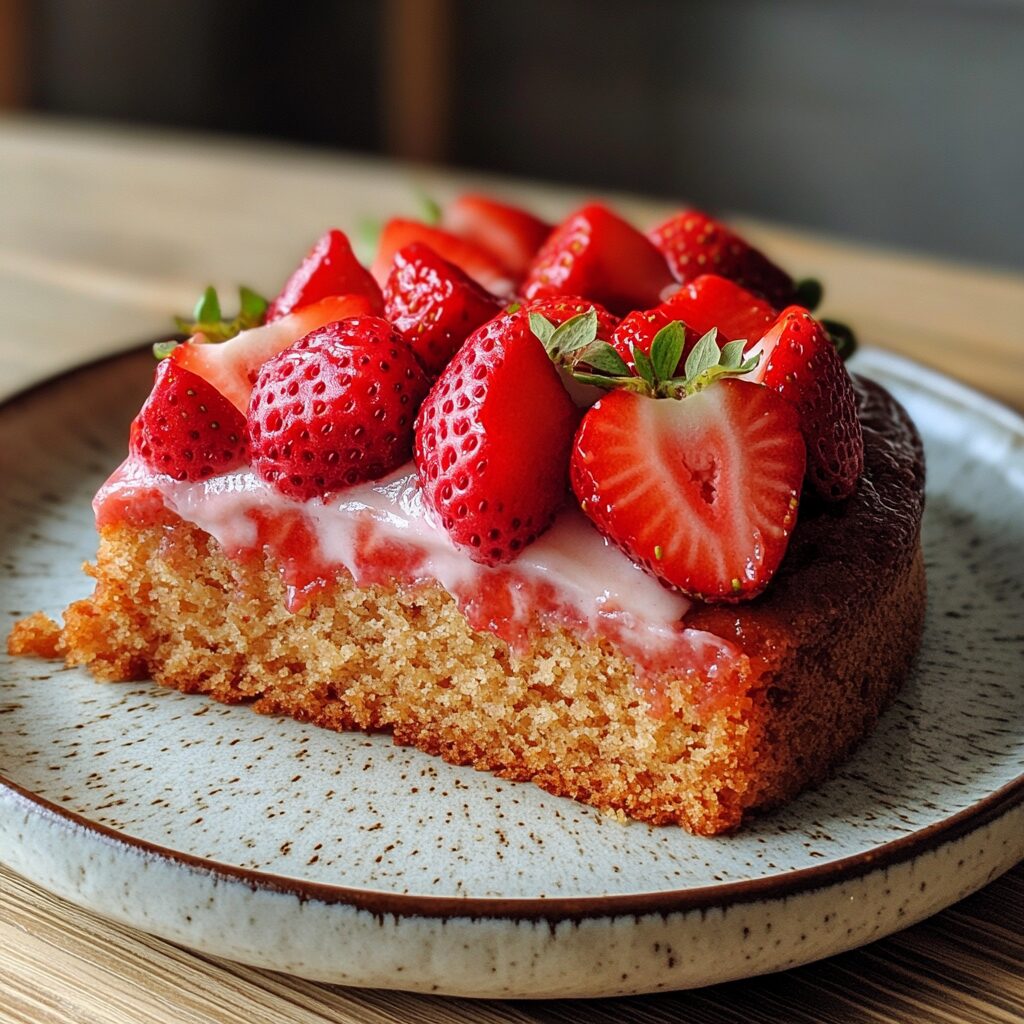 How to Make a Homemade Strawberry Cake from Scratch served fresh in natural light