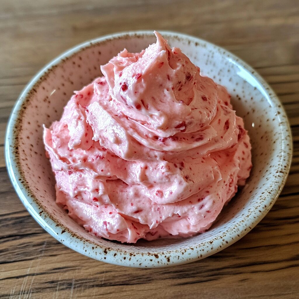 How to make Whipped Strawberry Buttercream Frosting served fresh in natural light