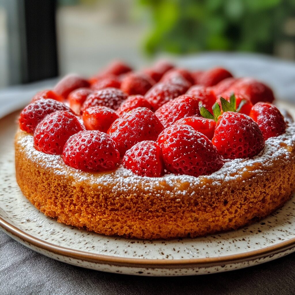 Japanese Strawberry Cake served fresh in natural light
