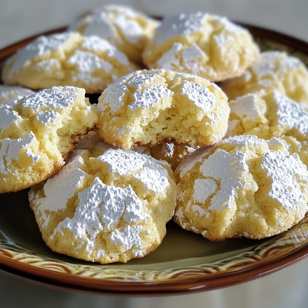 Lemon Crinkle Cookies served fresh in natural light