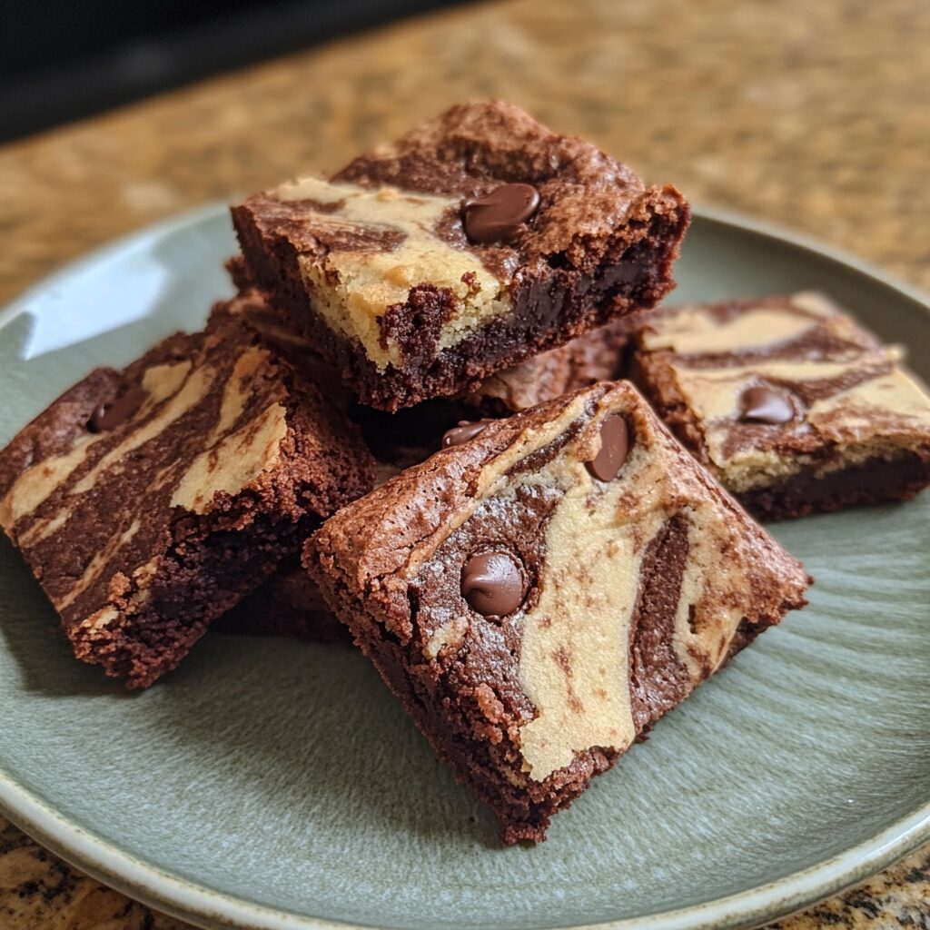 Marbled Brownie Chocolate Chip Cookies served fresh in natural light