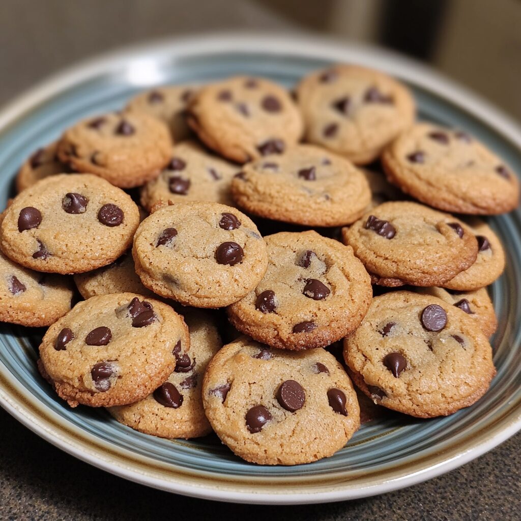 Mini Chocolate Chip Cookies served fresh in natural light